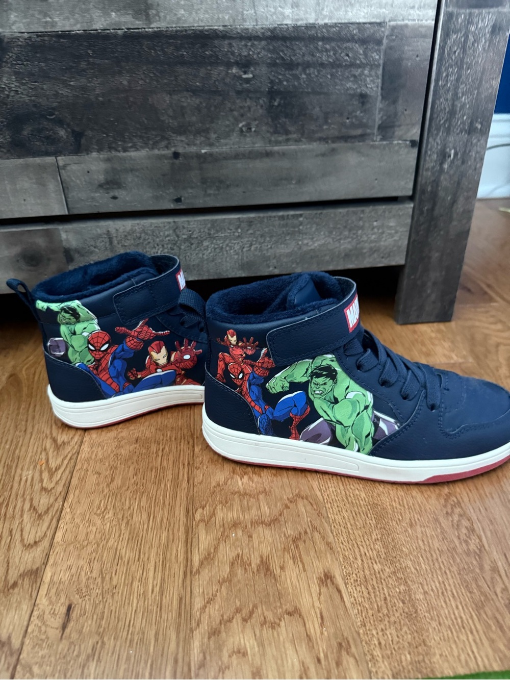 Marvel Navy High-Top Sneakers with Multicolor Superhero Art
